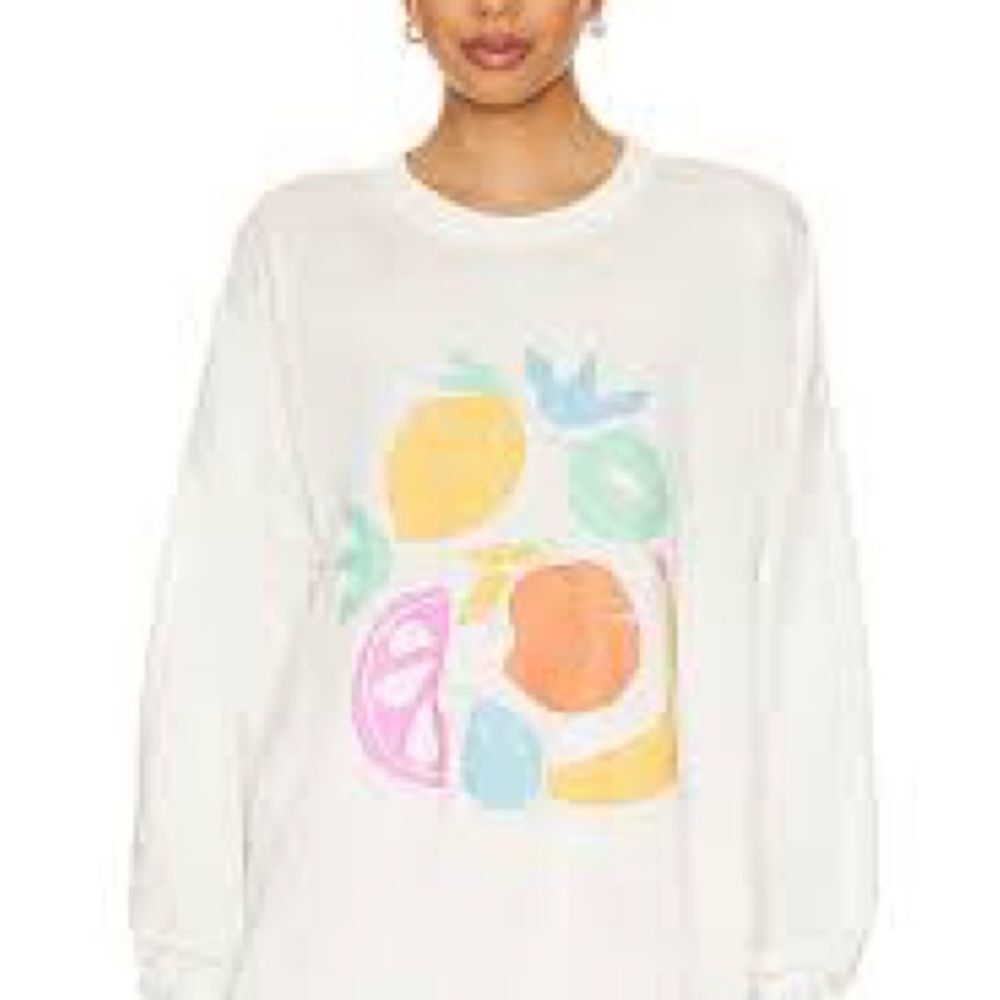 Show Me Your Mumu White Crewneck with Pink Label
